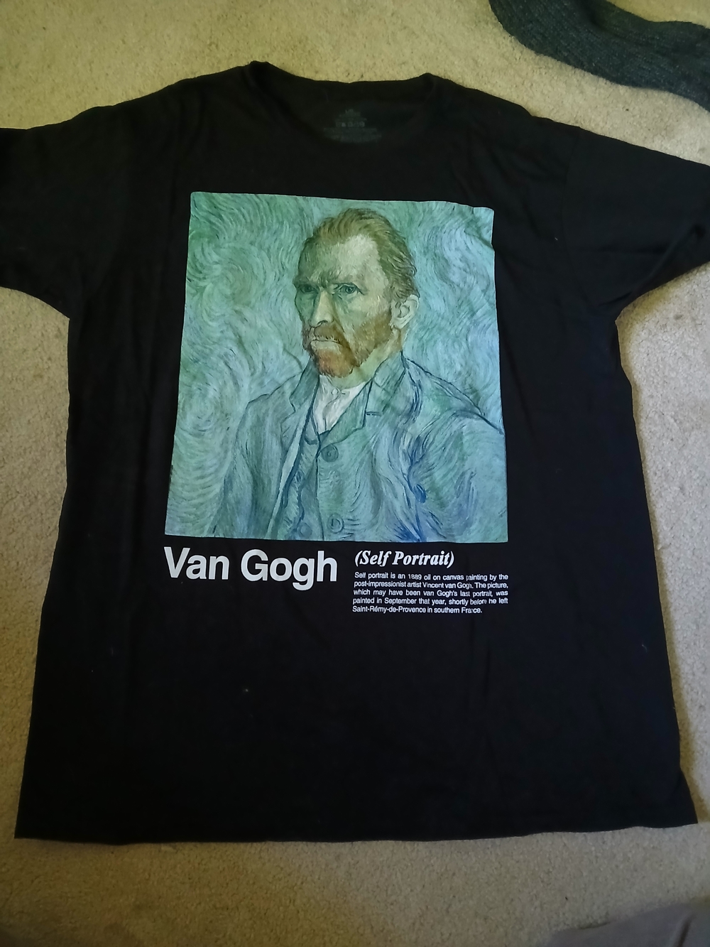 Van Gogh Black Graphic Men’s T‑Shirt - Self Portrait Print